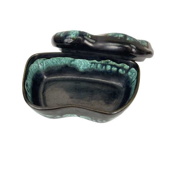 Sue Handley Artisan Ceramic Trinket Box Black And Green Abstract Design - Picture 6 of 8